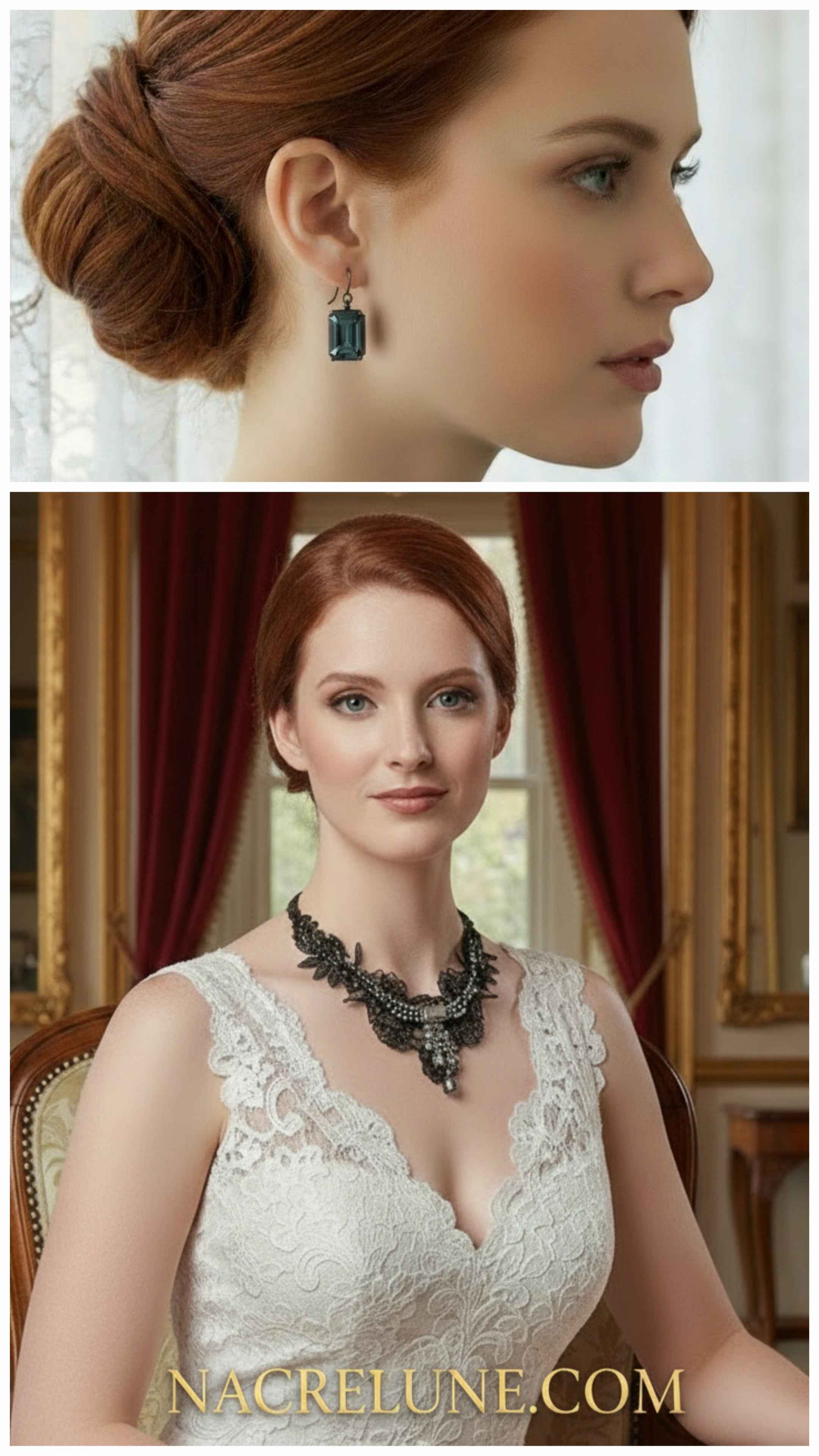 Parure en dentelle avec strass : choisissez votre couleur Noir nacrelune.com parure