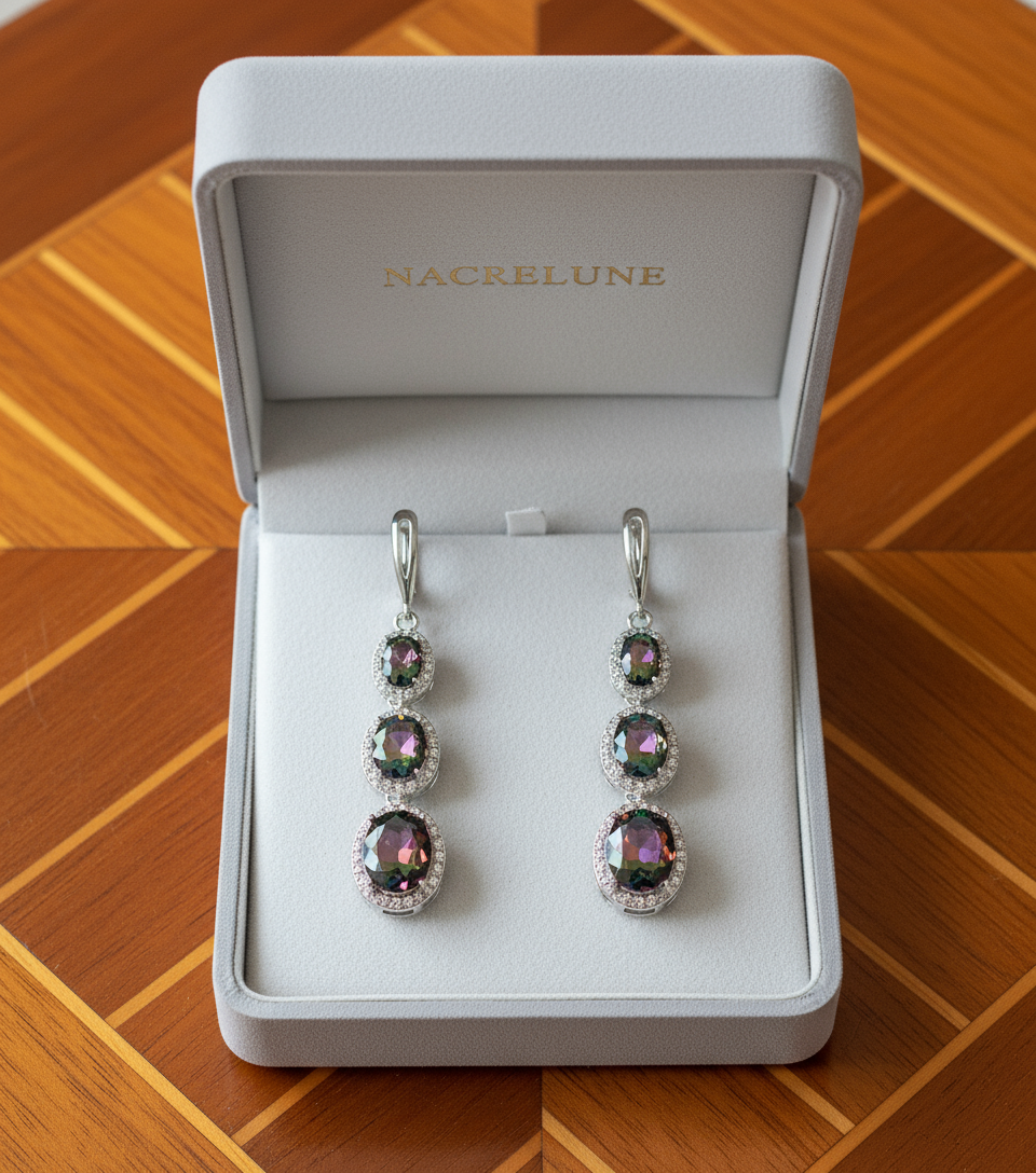 Boucles d’oreille en argent avec topazes mystiques nacrelune.com boucles d'oreille