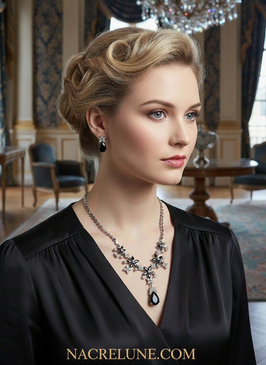 parure en zirconia imitation saphirs : choisissez votre couleur NACRELUNE parure