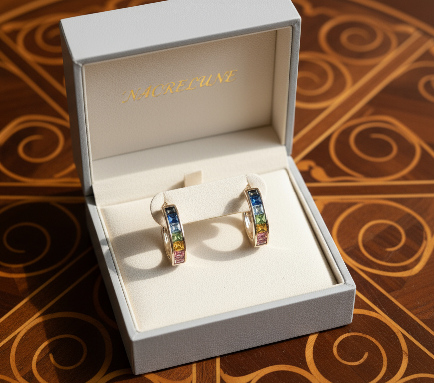 Boucles d’oreille en strass multicolores nacrelune.com boucles d'oreille