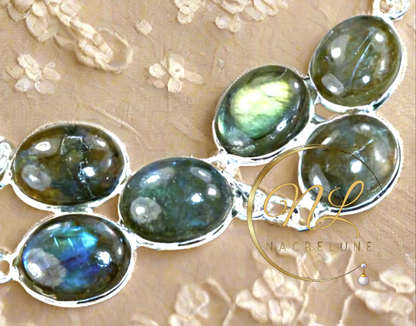 Bracelet en argent avec labradorites