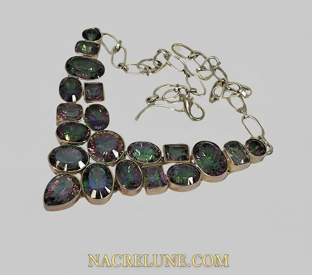 Collier en argent 925 et topazes traitées mystique nacrelune.com collier