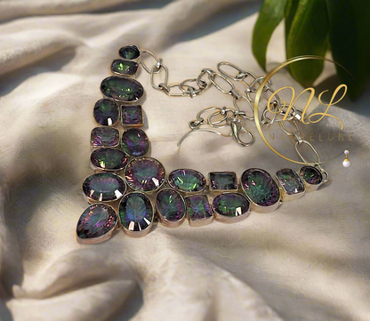 Collier en argent 925 et topazes traitées mystique