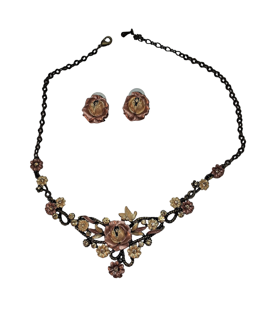 Parure de fleurs en émail nacrelune.com parure