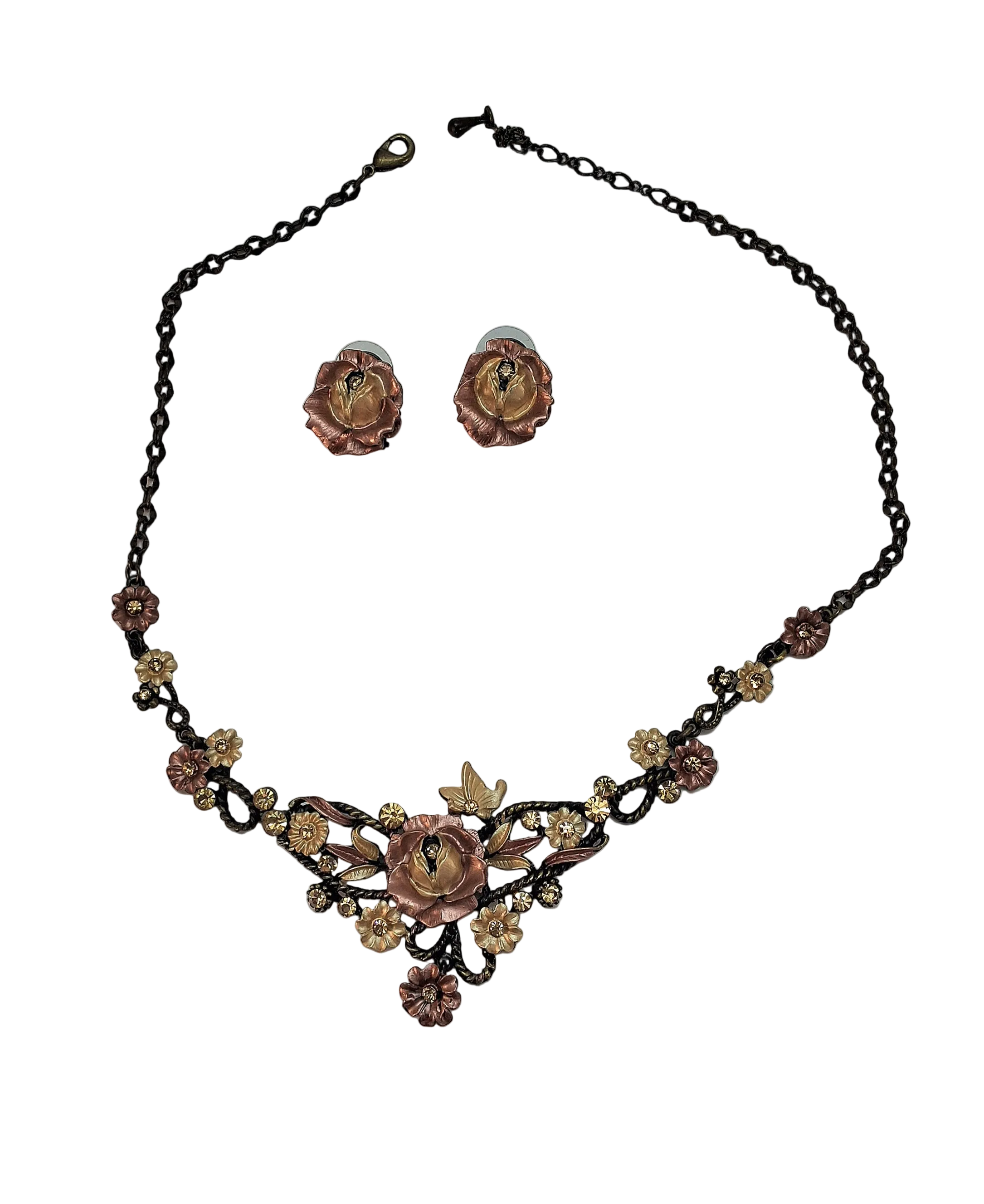 Parure de fleurs en émail nacrelune.com parure