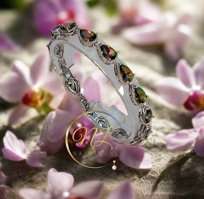 Bracelet en argent avec topazes taillées traitées mystique