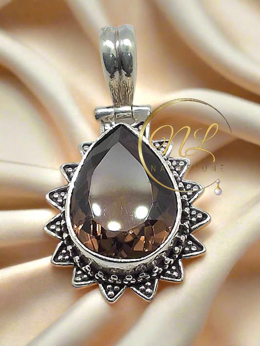 Pendentif en argent avec quartz fumé