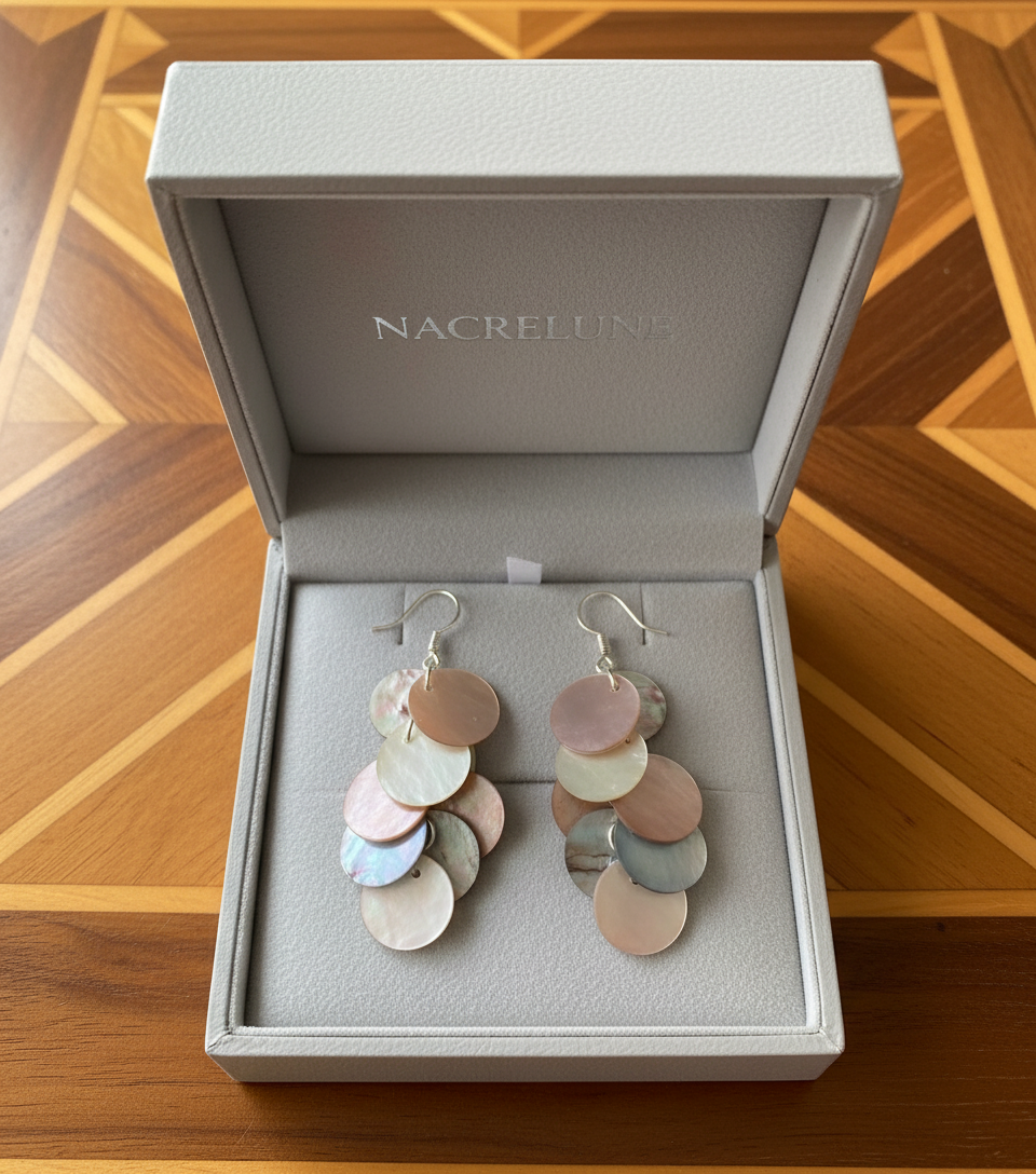 Boucles d’oreille en pastilles de nacre NACRELUNE boucles d'oreille