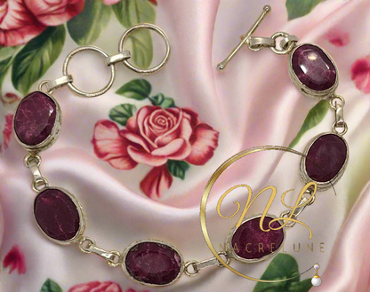 Bracelet en rubis facetté sur argent