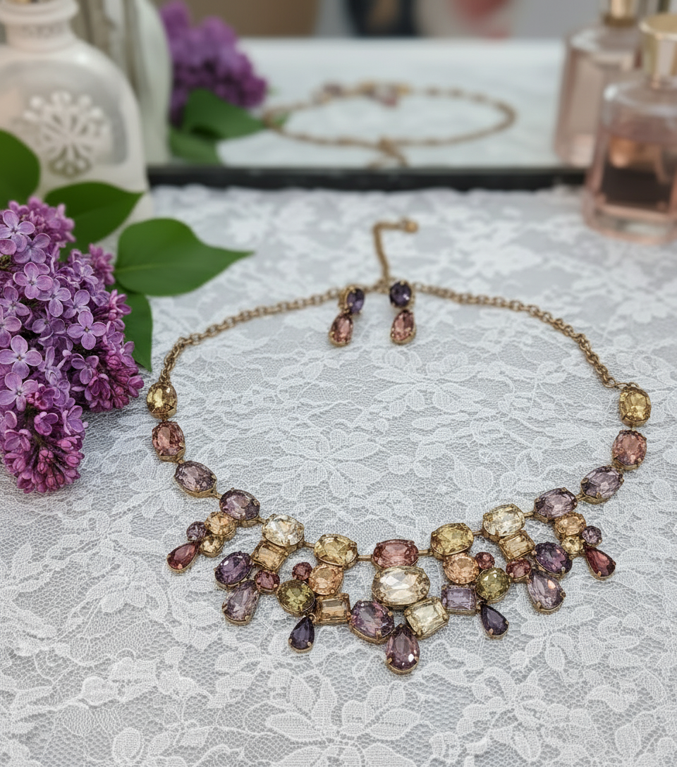 Parure en strass multicolores nacrelune.com parure