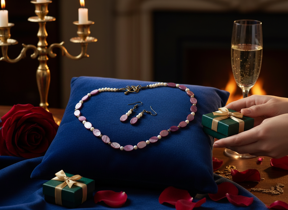 Parure en perles pastilles de nacre NACRELUNE parure