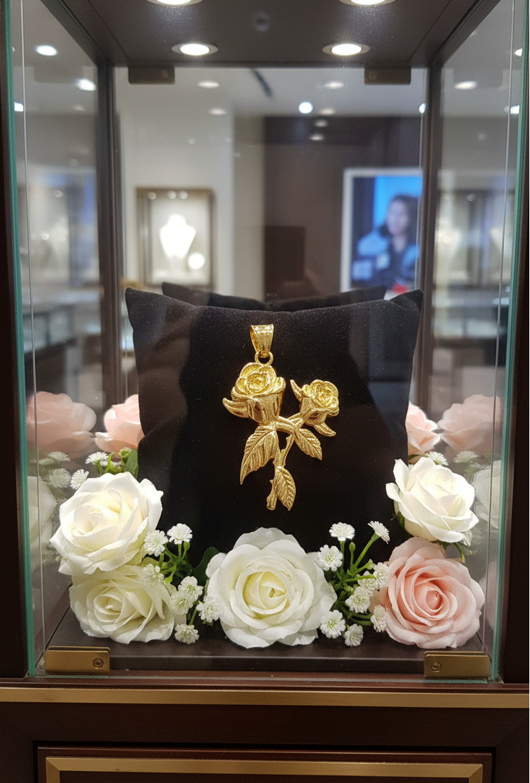 Pendentif Rose Plaqué Or 18K – Acier Inoxydable 304 | NACRELUNE