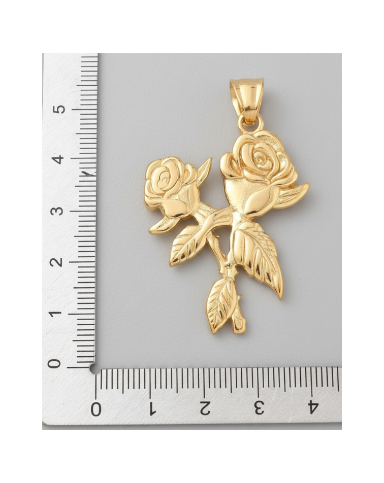 Pendentif Rose Plaqué Or 18K – Acier Inoxydable 304 | NACRELUNE