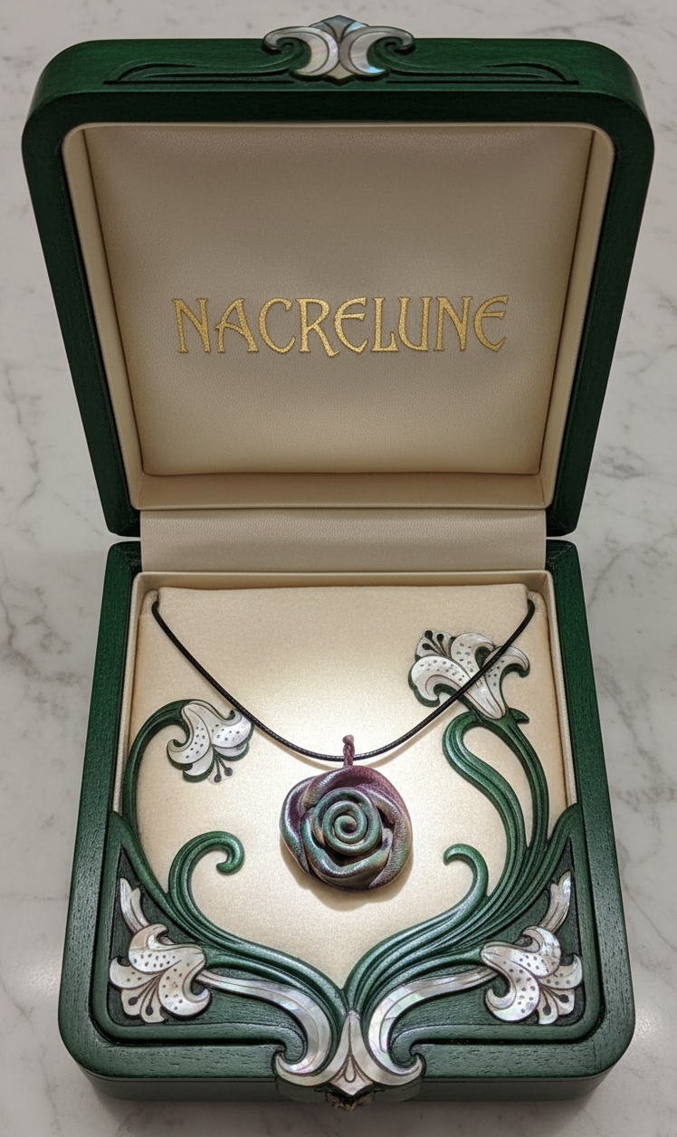 Collier rose en cuir artisanal | NACRELUNE NACRELUNE pendentif