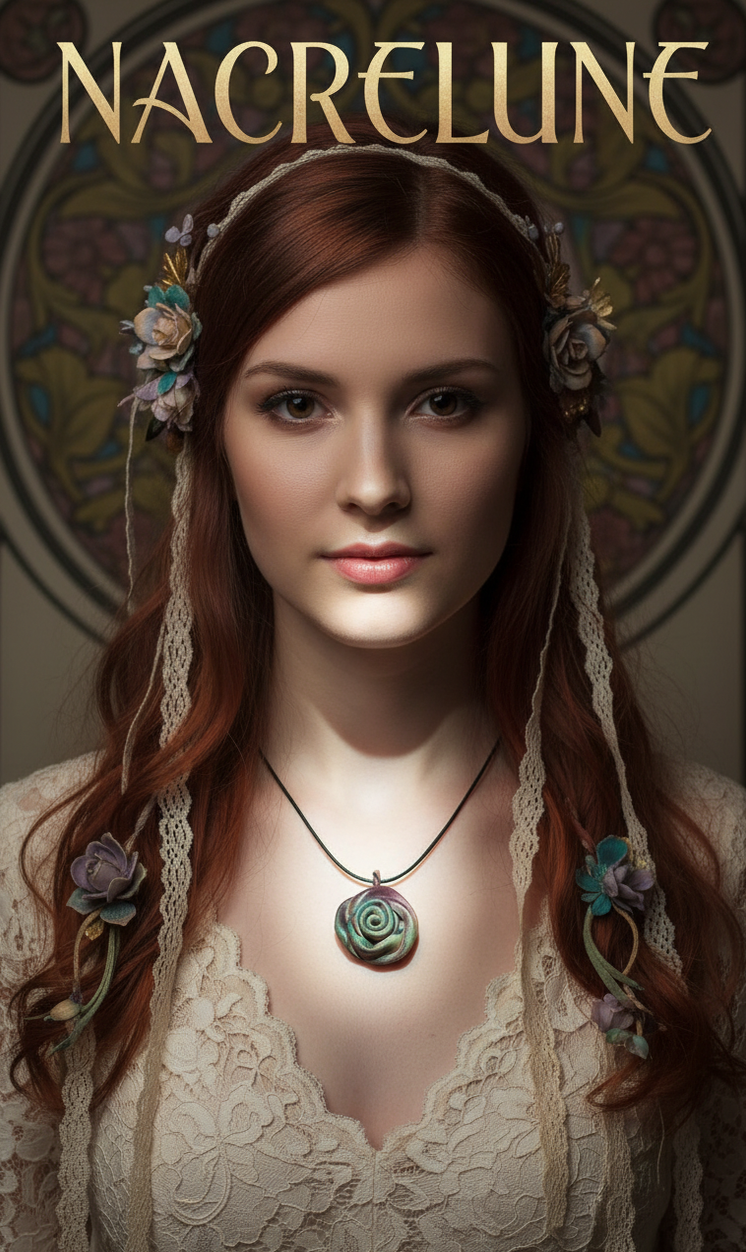 Collier rose en cuir artisanal | NACRELUNE NACRELUNE pendentif