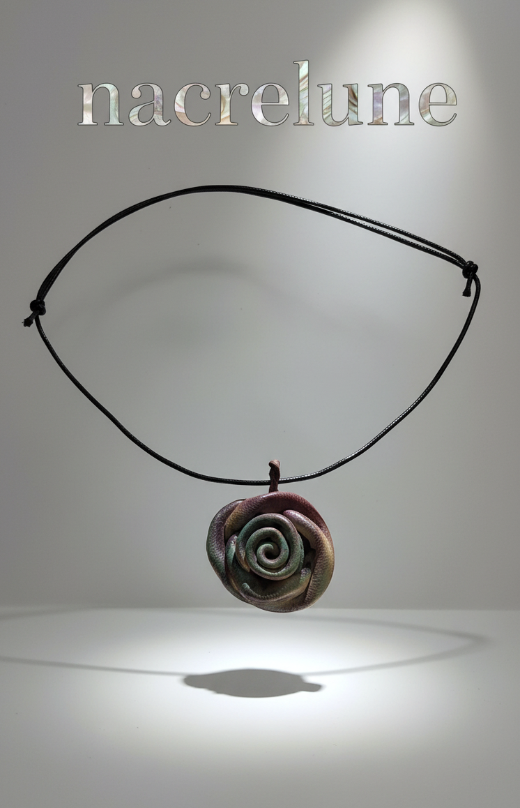 Collier rose en cuir artisanal | NACRELUNE NACRELUNE pendentif