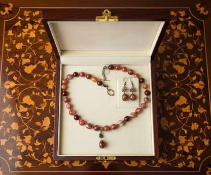 parure en perles d'agate cornaline NACRELUNE parure