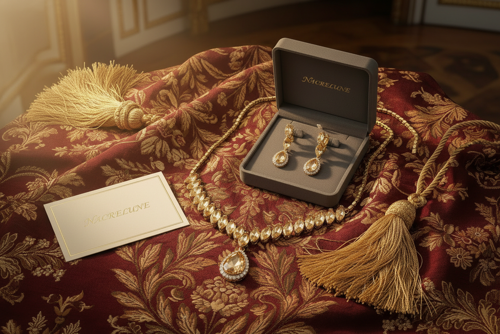 Parure en zirconia imitant la topaze fumée nacrelune.com parure