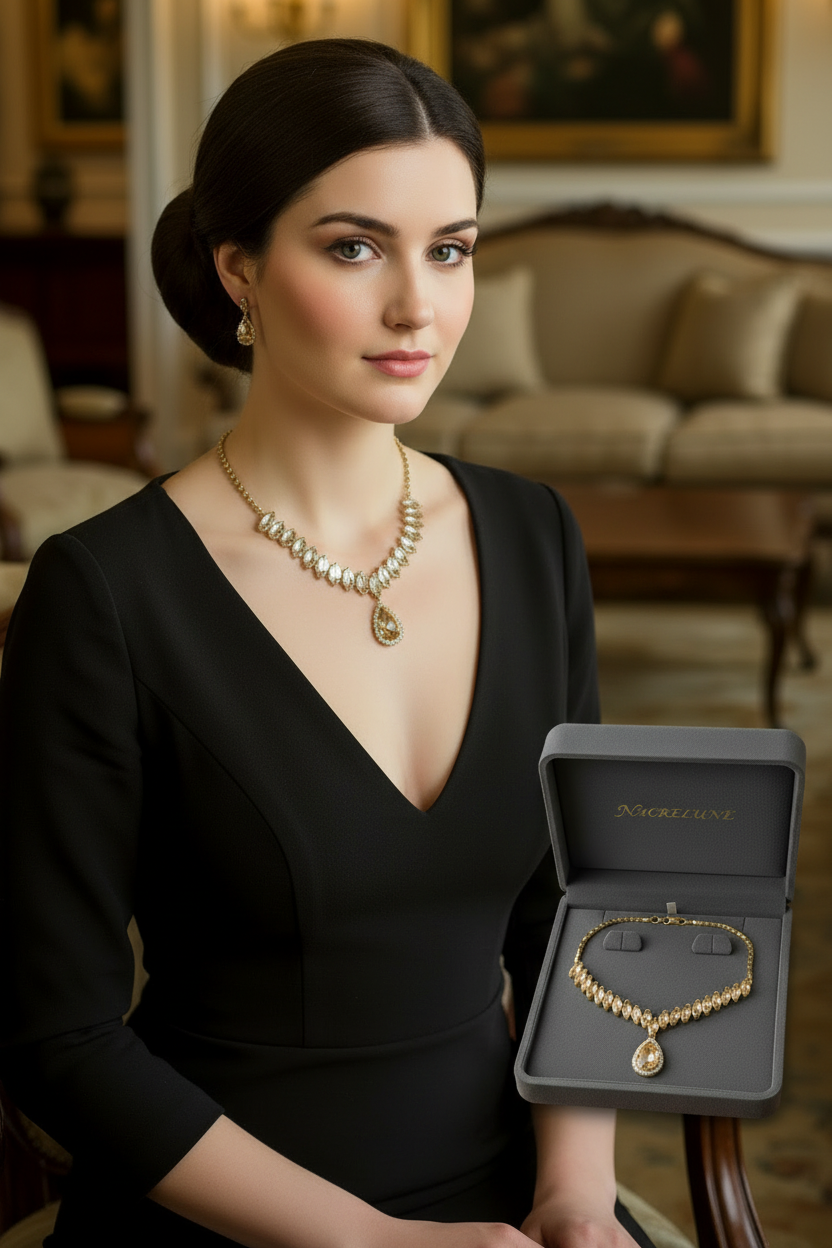 Parure en zirconia imitant la topaze fumée nacrelune.com parure