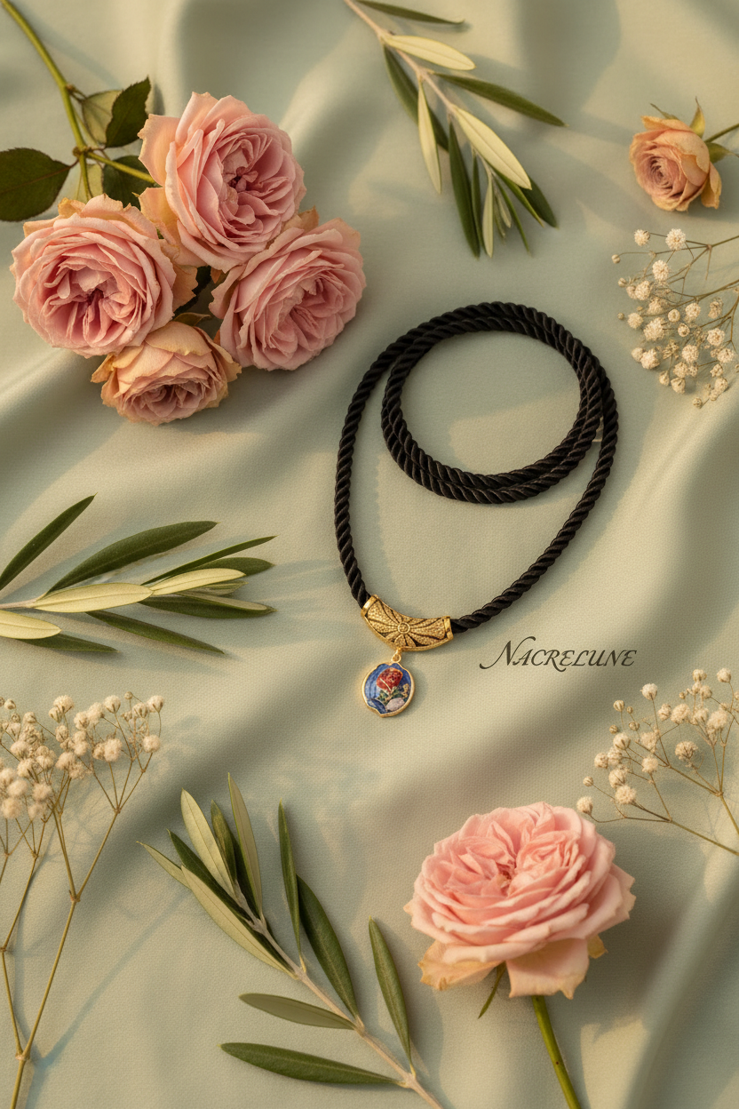 Pendentif en émail décoré nacrelune.com pendentif