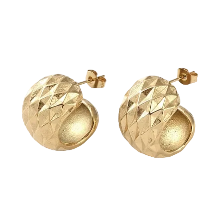 Boucles Créoles Texturées Plaqué Or – Motif Matelassé | NACRELUNE NACRELUNE boucles d'oreille