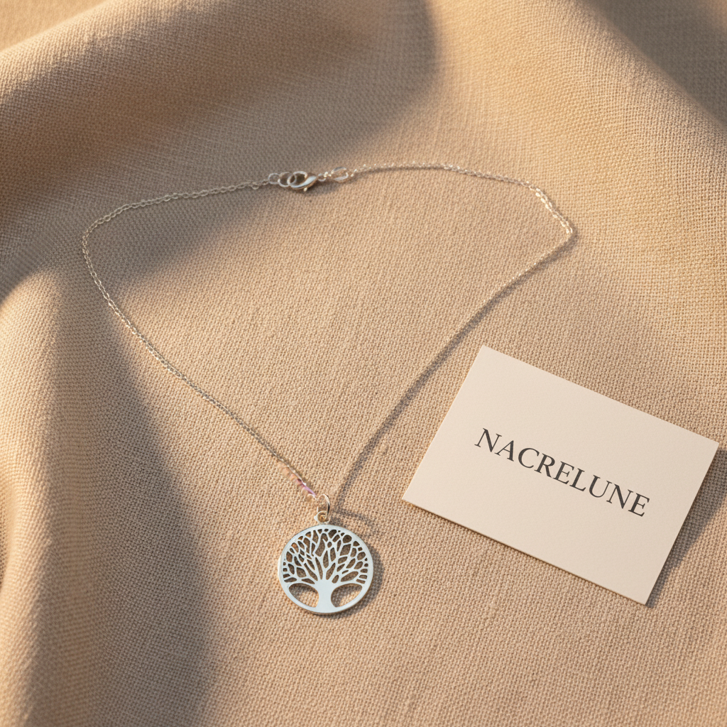 Pendentif en forme d'Arbre de Vie en Argent - Bijou Tendance Spiritualité et Nature nacrelune.com pendentif