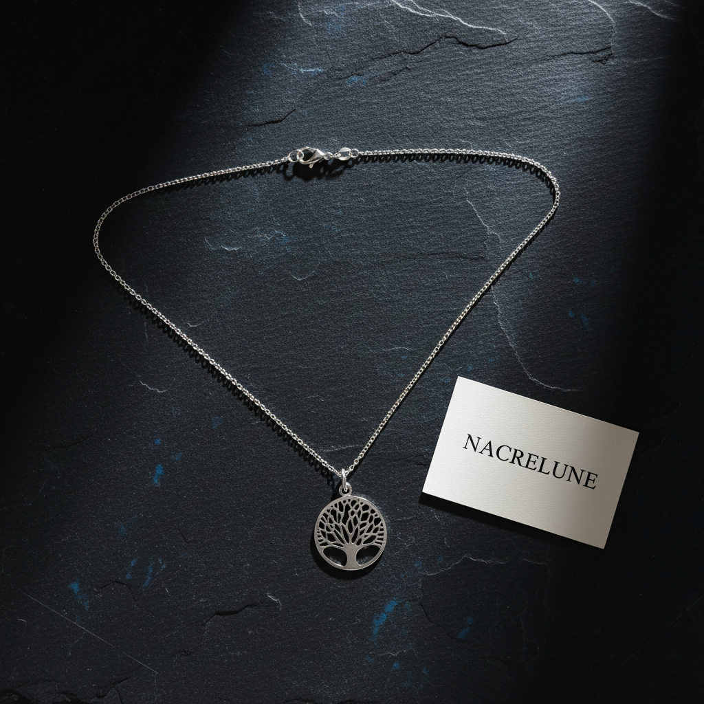 Pendentif en forme d'Arbre de Vie en Argent - Bijou Tendance Spiritualité et Nature nacrelune.com pendentif