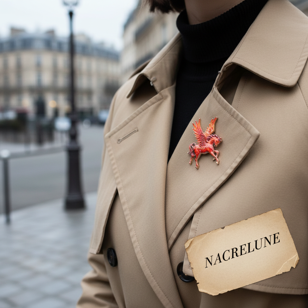 Broche cheval ailé en porcelaine nacrelune.com broche