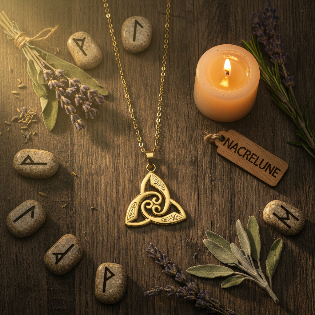 Pendentif Triskel Viking – Nœud Triquetra Plaqué Or | NACRELUNE NACRELUNE pendentif
