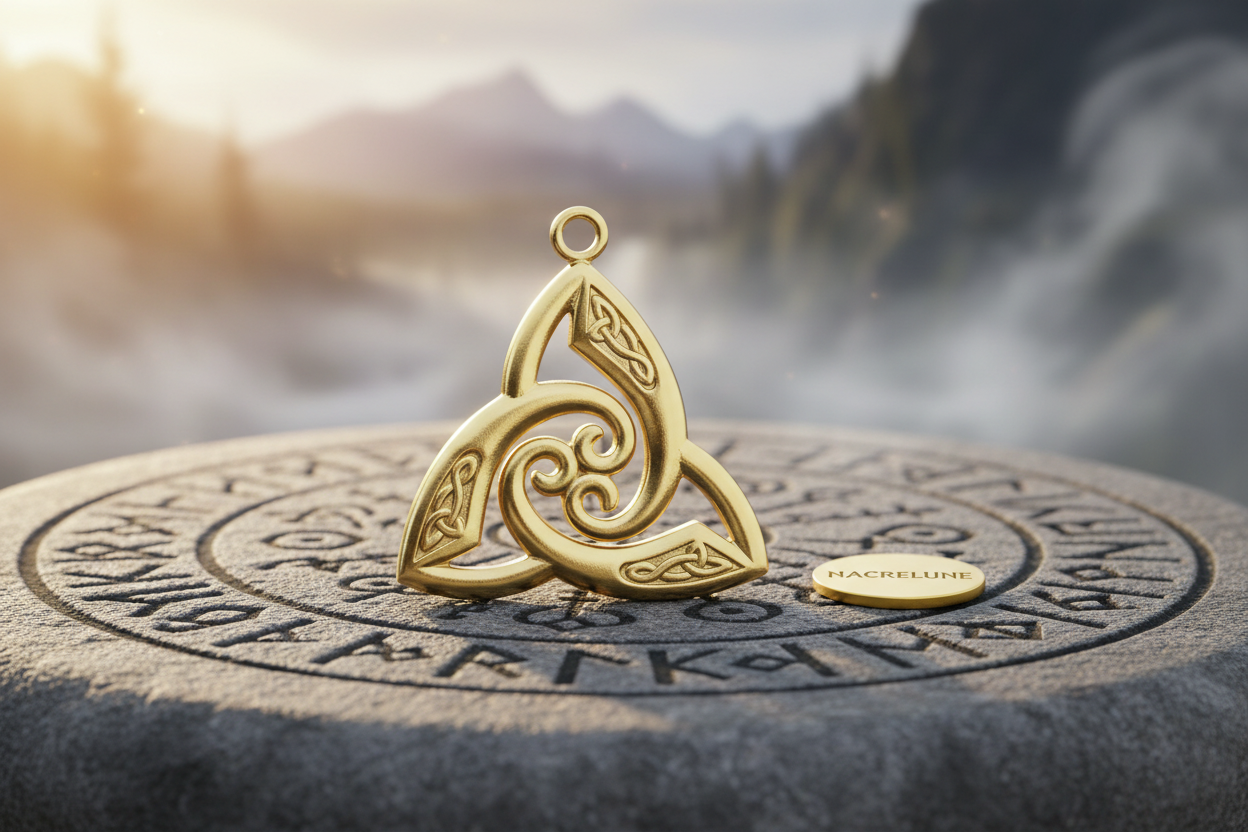 Pendentif Triskel Viking – Nœud Triquetra Plaqué Or | NACRELUNE NACRELUNE pendentif