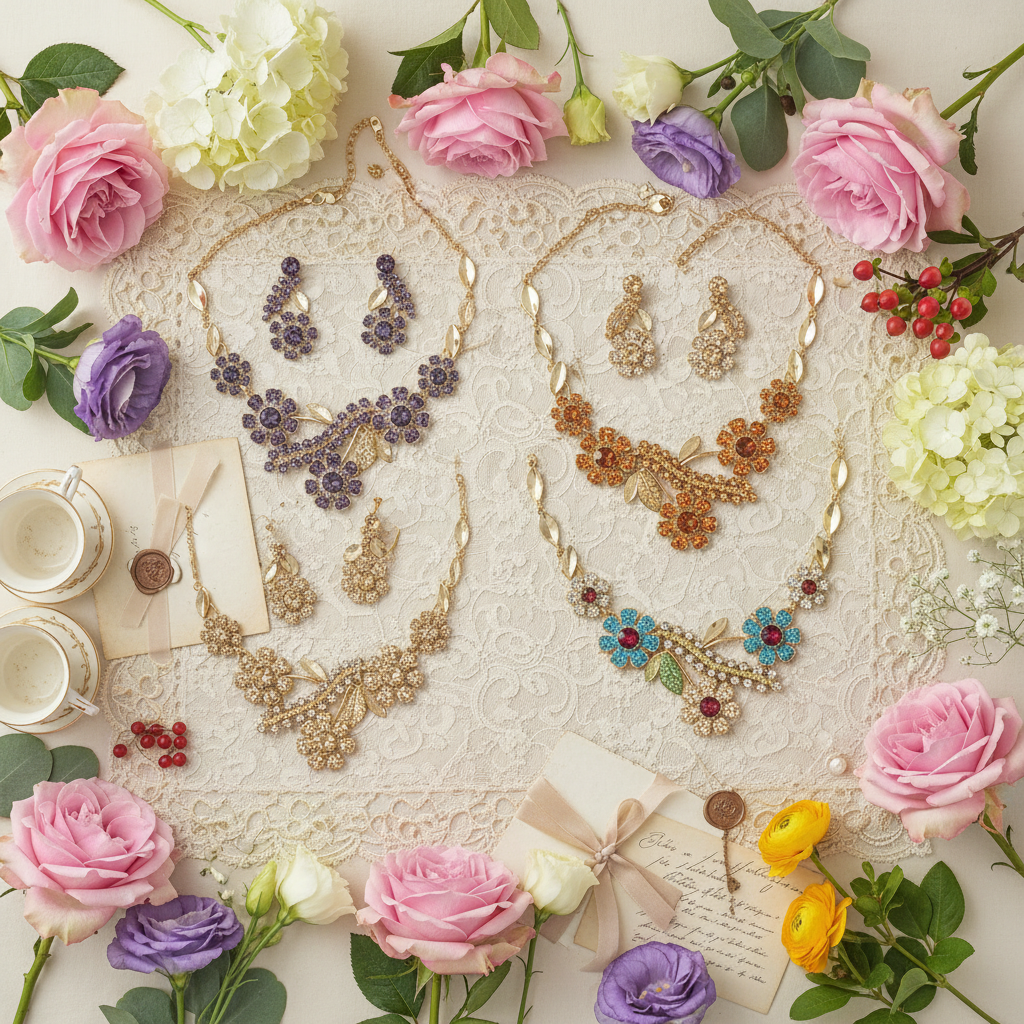 Parure en strass grandes marguerites : choisissez votre couleur nacrelune.com parure