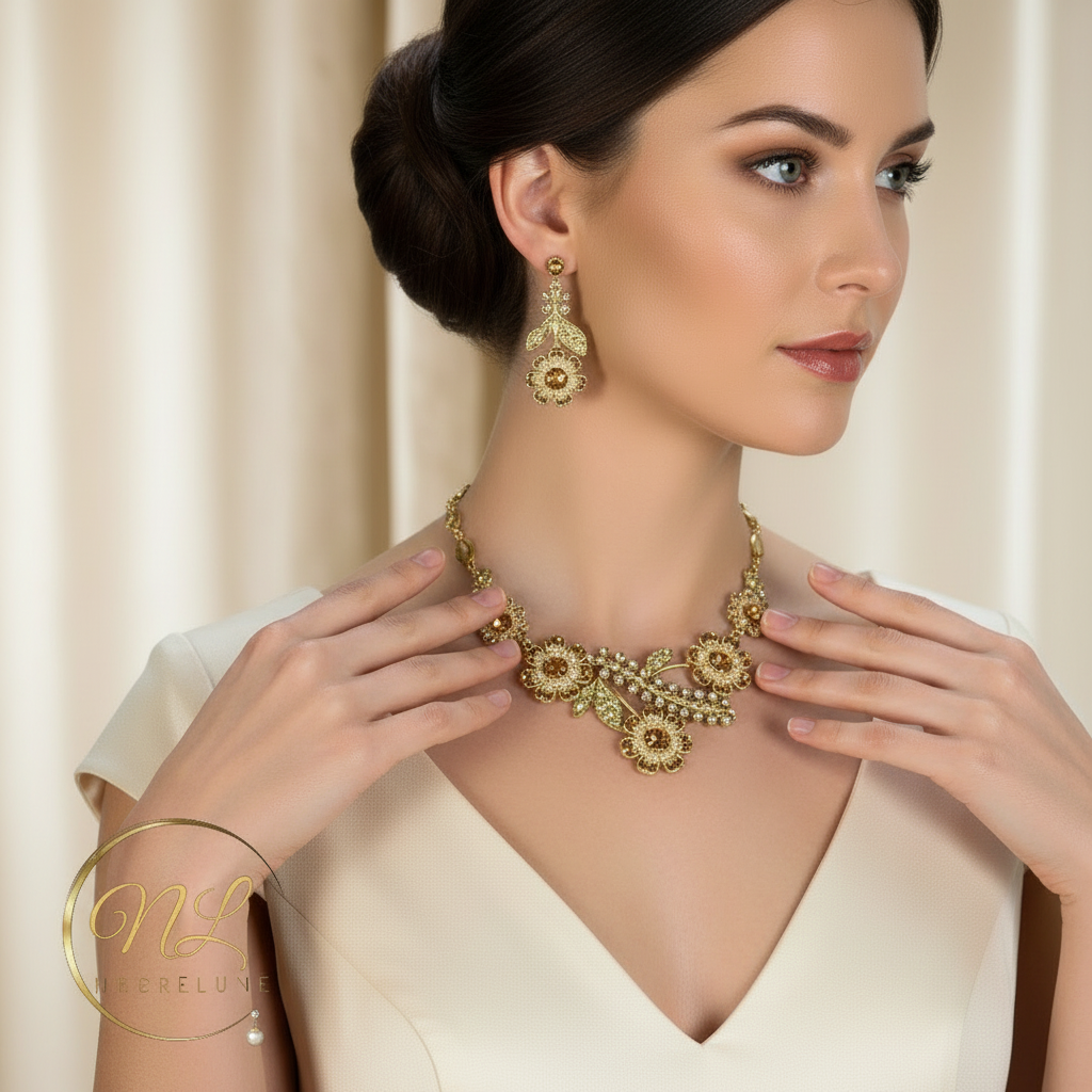 Parure en strass grandes marguerites : choisissez votre couleur nacrelune.com parure