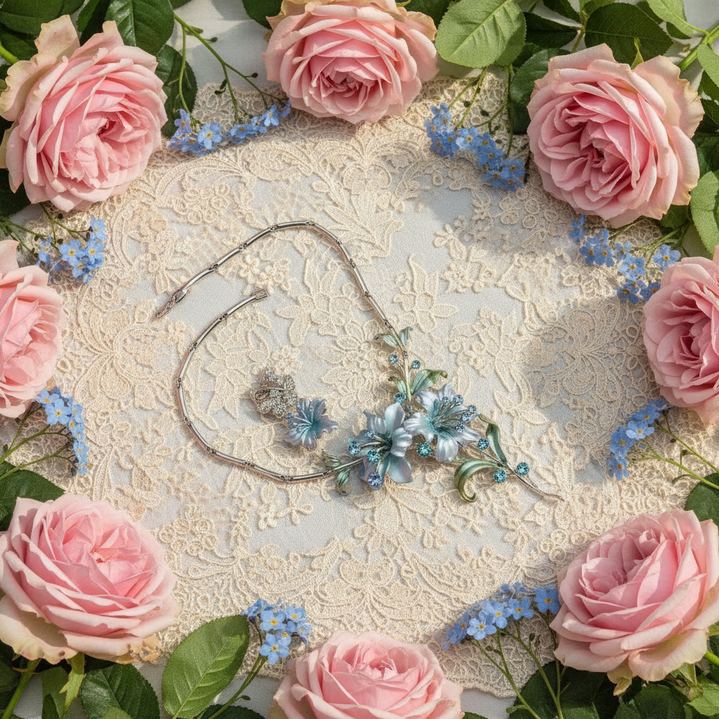 Parure en émail aux grandes fleurs : choisissez votre couleur nacrelune.com parure
