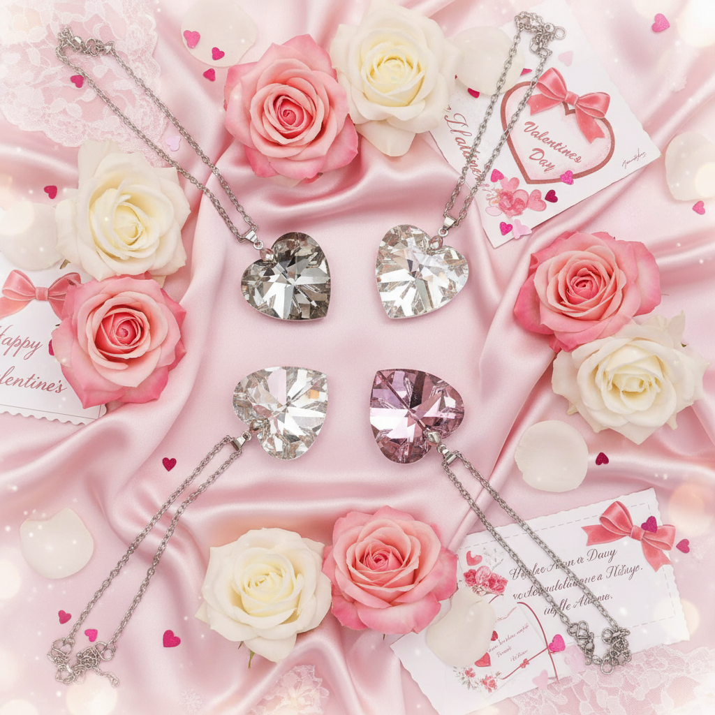Pendentif coeur en cristal : choisissez votre couleur nacrelune.com pendentif