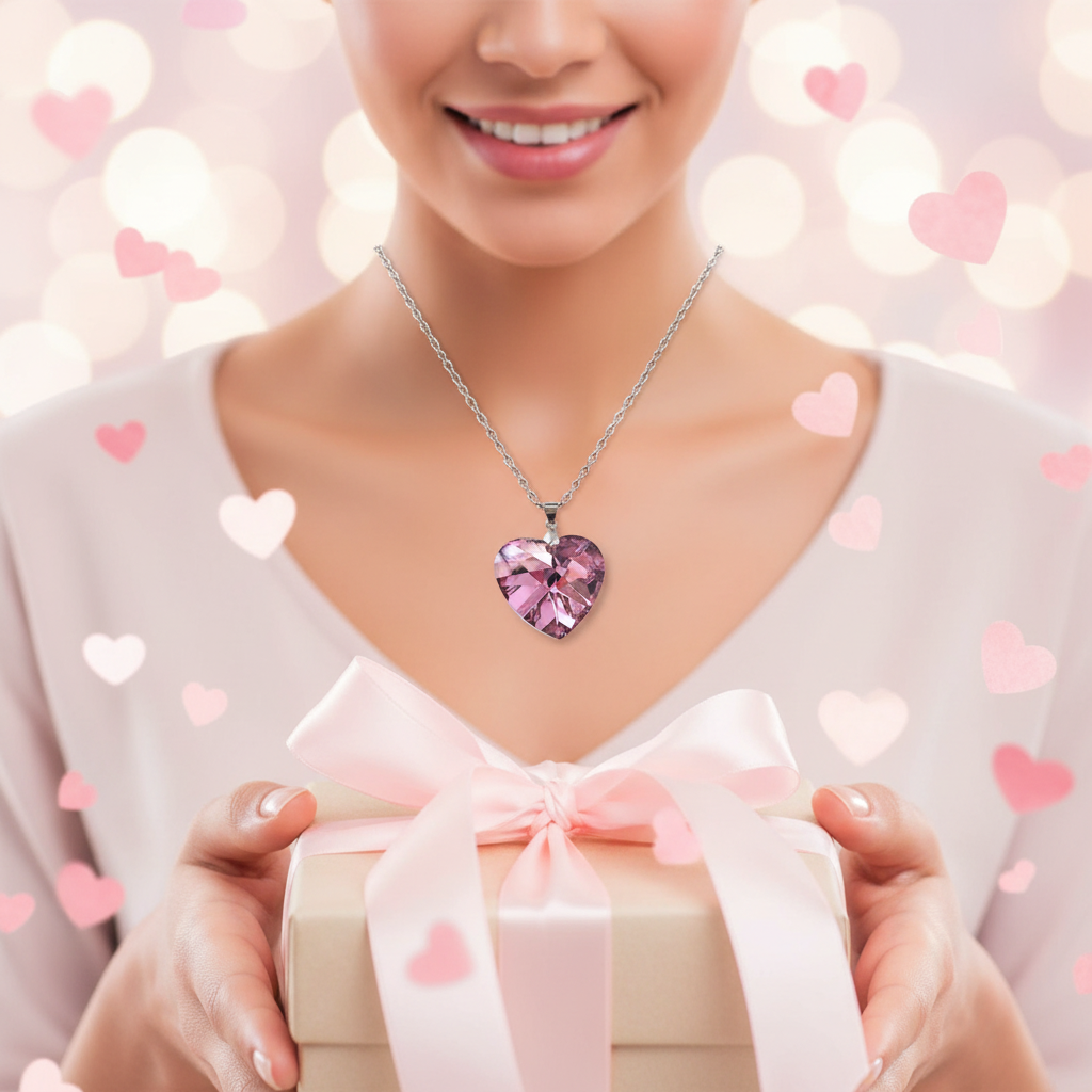 Pendentif coeur en cristal : choisissez votre couleur nacrelune.com pendentif