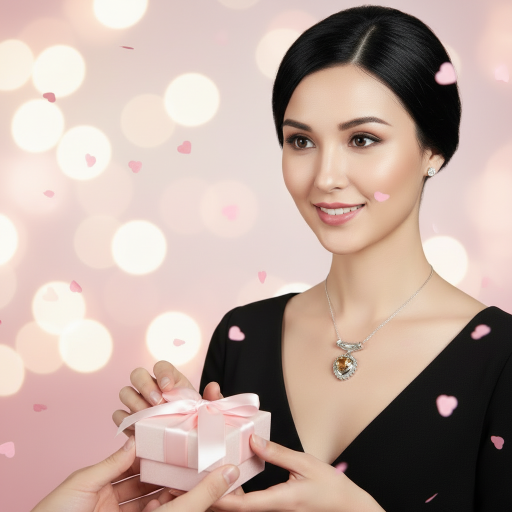 pendentif en argent en forme de coeur avec topaze nacrelune.com pendentif