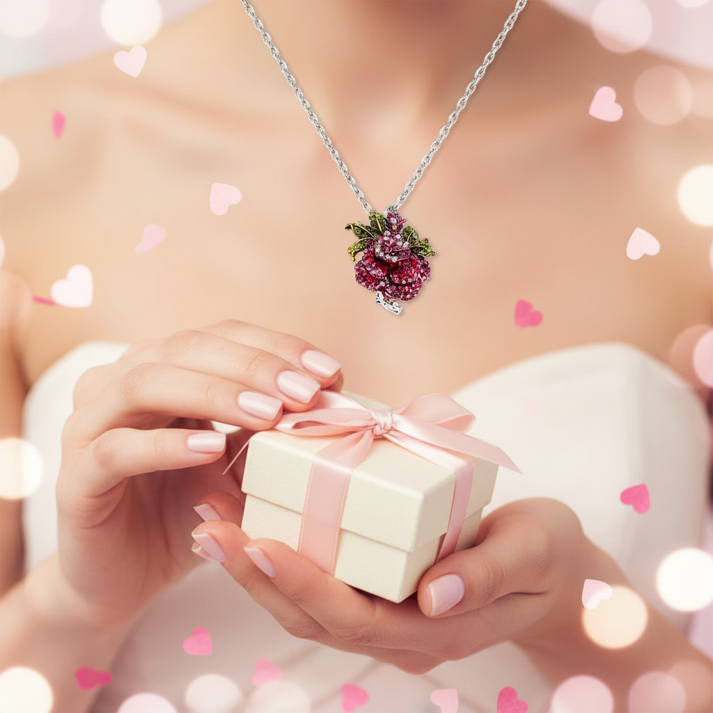 Pendentif en strass en forme de rose : 2 couleurs disponibles nacrelune.com pendentif
