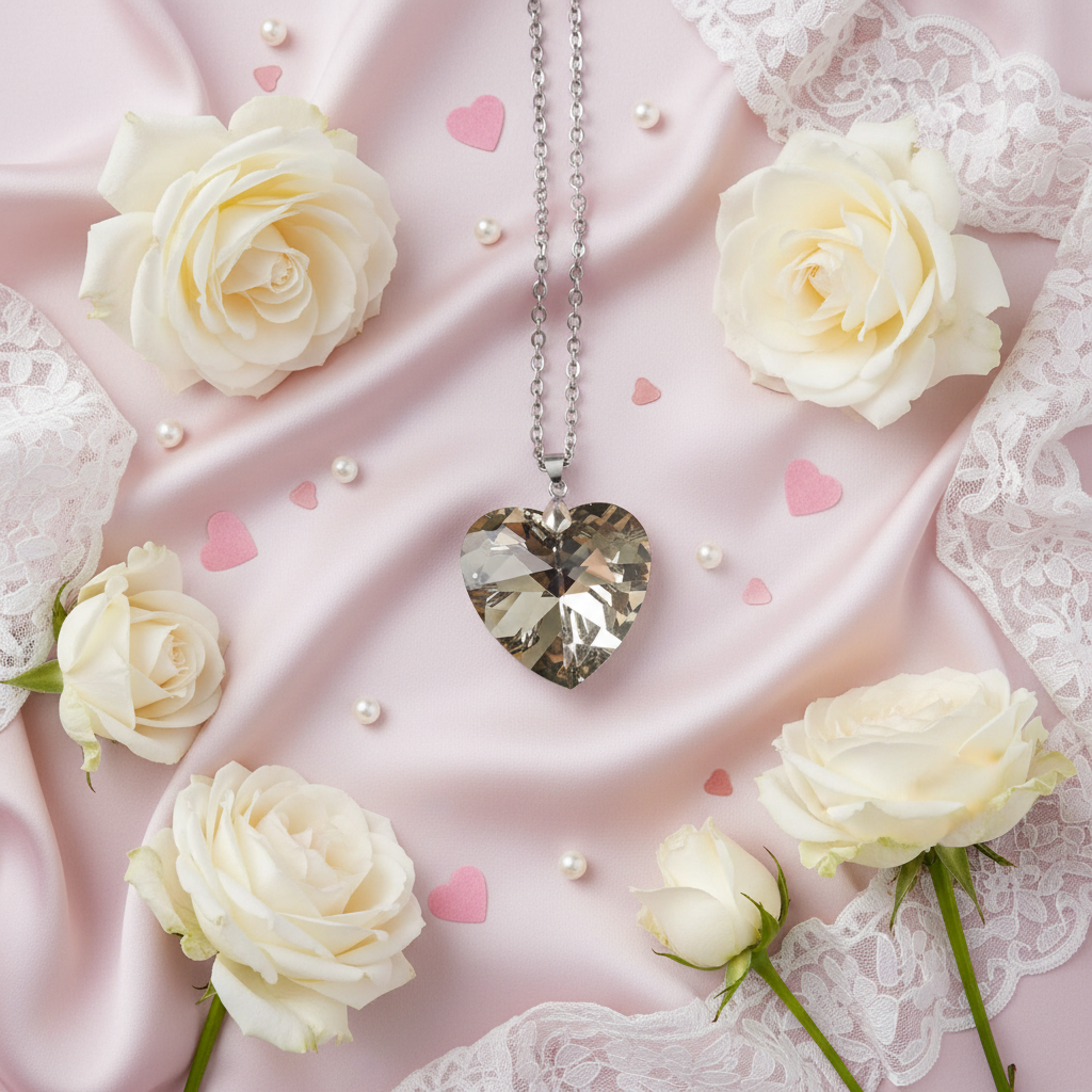 Pendentif coeur en cristal : choisissez votre couleur Beige nacrelune.com pendentif