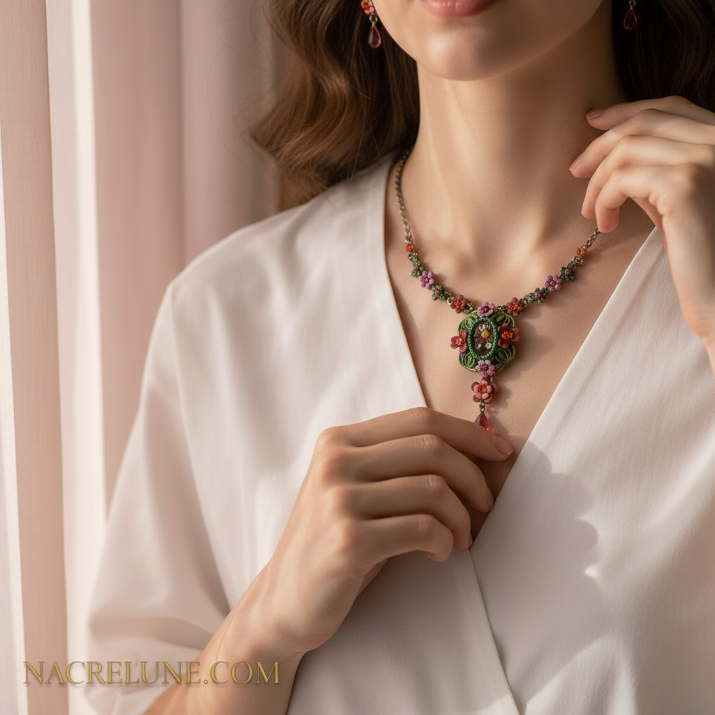 Parure fleurs rose nacrelune.com parure