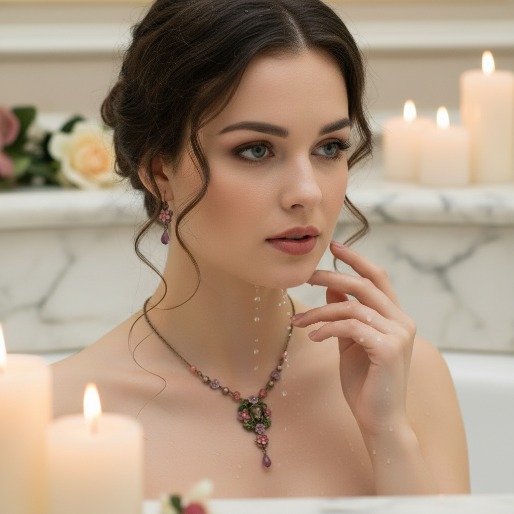 Parure fleurs nacrelune.com parure