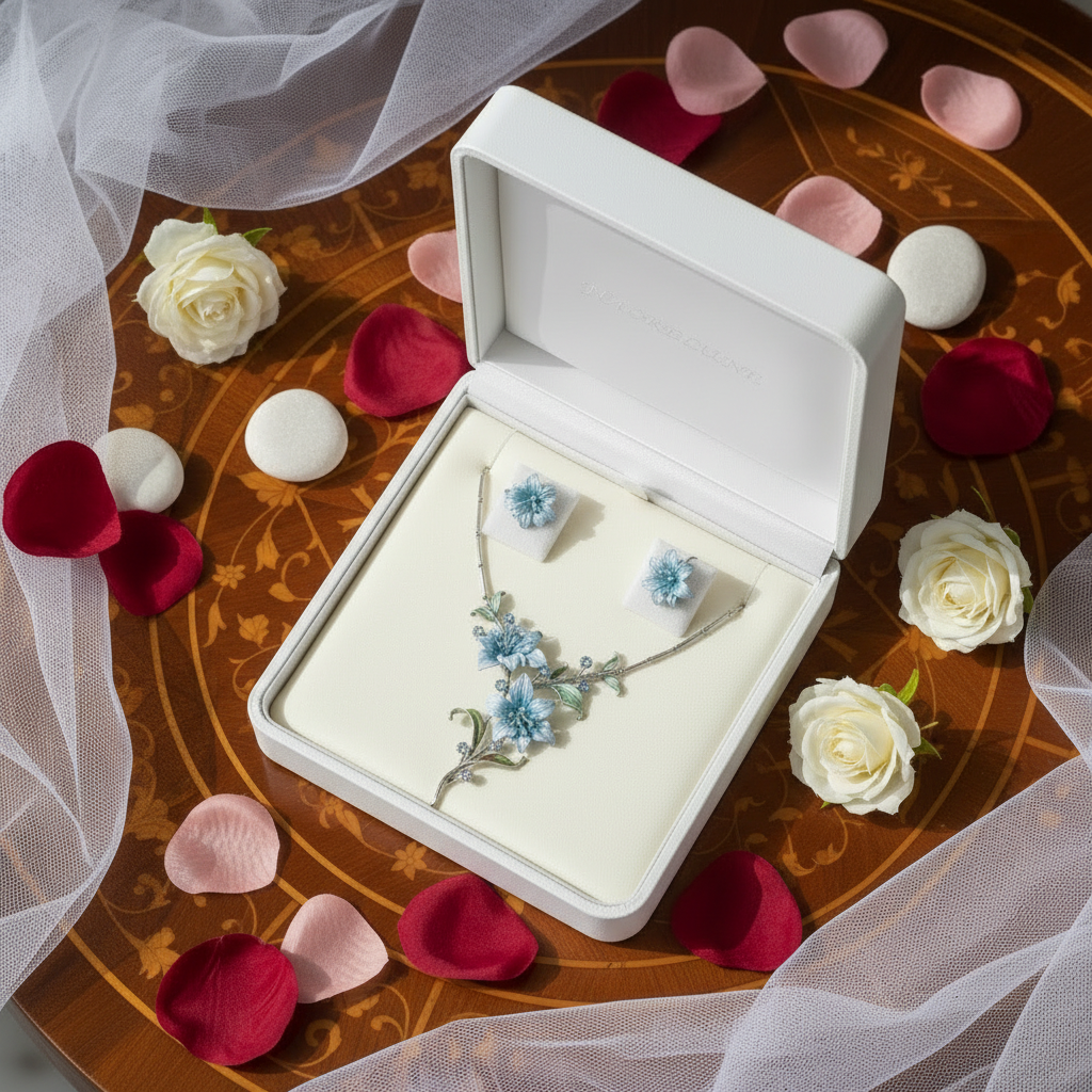 Parure en émail aux grandes fleurs : choisissez votre couleur nacrelune.com parure