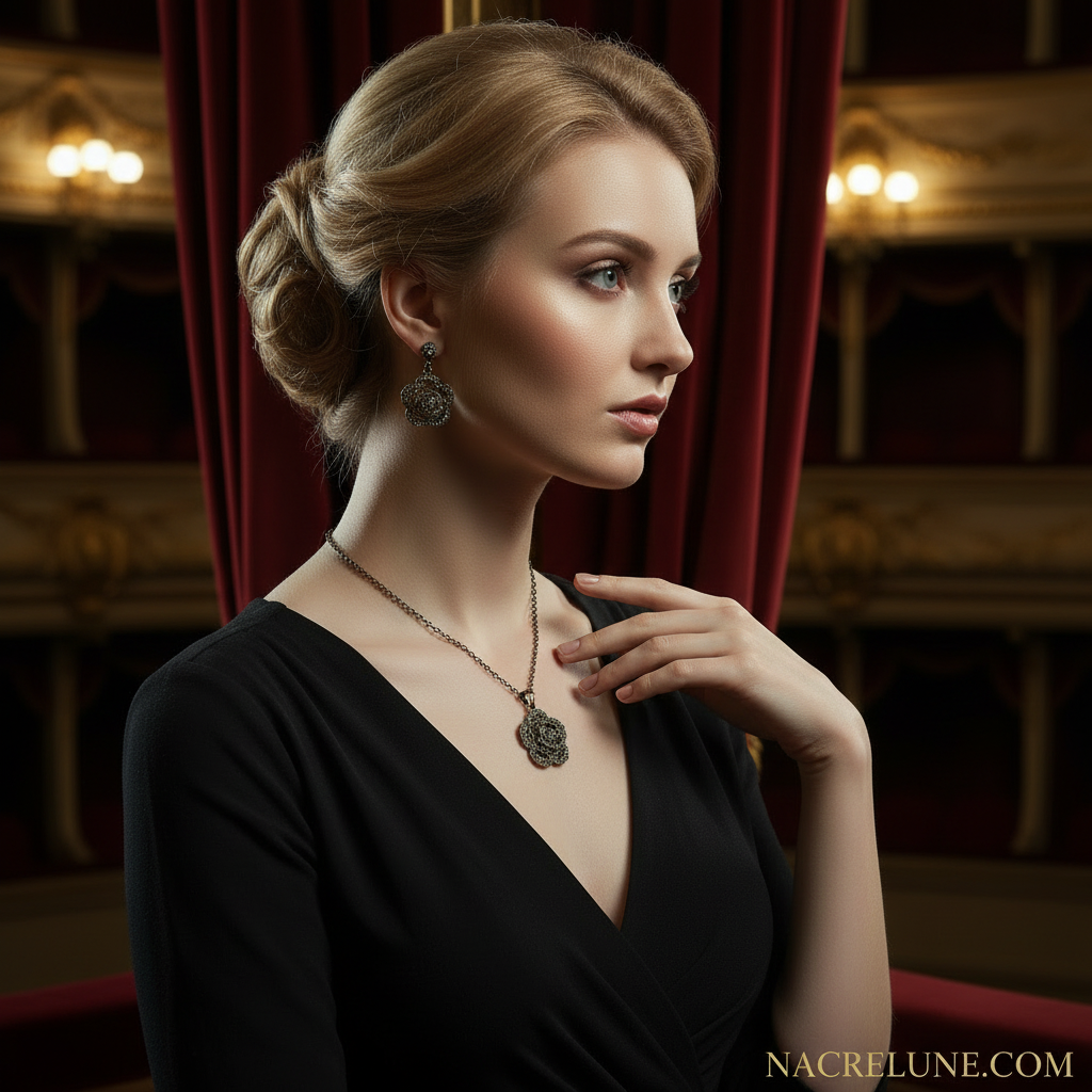 Parure fantaisie d'imitation marcassite nacrelune.com parure