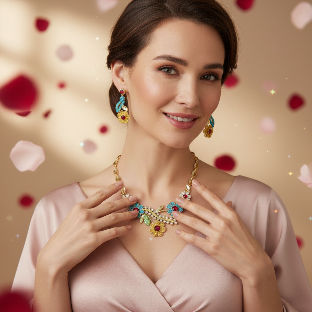 Parure en strass grandes marguerites : choisissez votre couleur nacrelune.com parure