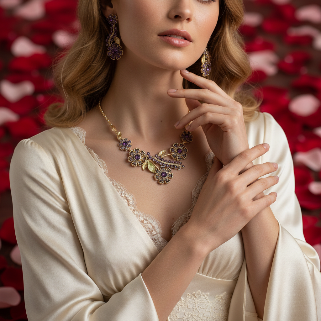 Parure en strass grandes marguerites : choisissez votre couleur Violet nacrelune.com parure