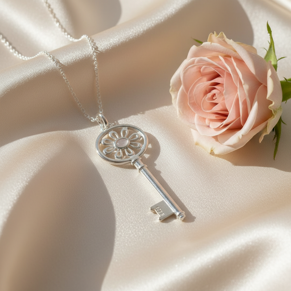 Clé pendentif en argent 925 nacrelune.com pendentif