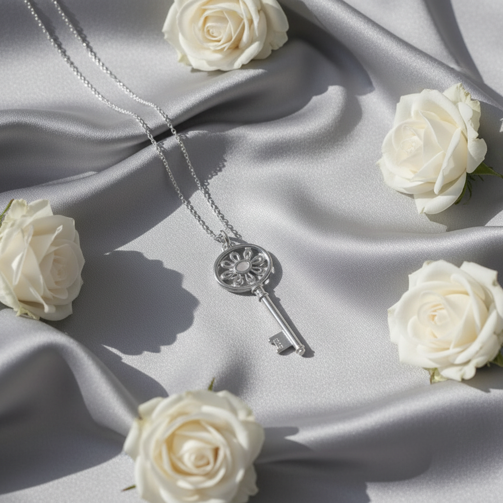 Clé pendentif en argent 925 nacrelune.com pendentif