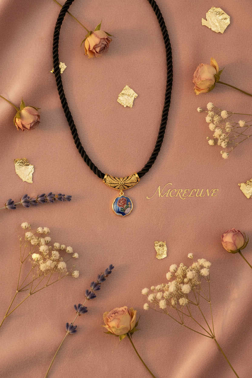 Pendentif en émail décoré nacrelune.com pendentif