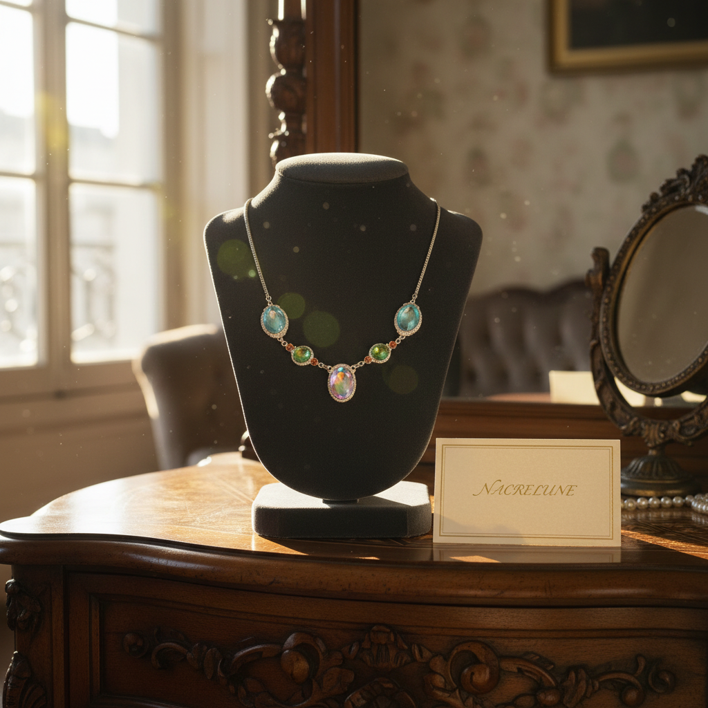 Collier argent 925 et topazes mystiques claires nacrelune.com collier