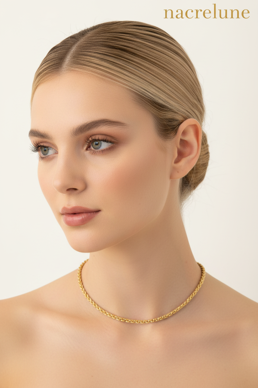 Collier Torsadé Plaqué Or – Chaîne Fine Twisted | NACRELUNE NACRELUNE collier
