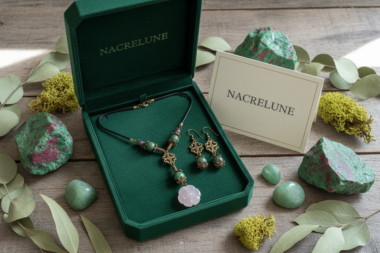 Parure en rubis zoïzite nacrelune.com parure